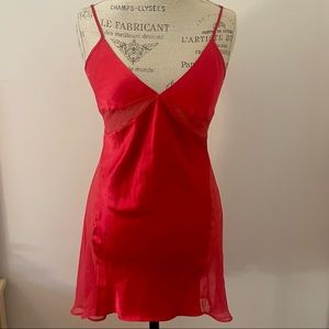 Victorias Secret - Red Silky and Sheer Detail Slip Dress